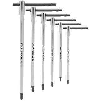 84TCD.J6 - zestaw kluczy trzpieniowych "T" z drążkiem przesuwnym, 6-kątnych, 125 - 250 mm