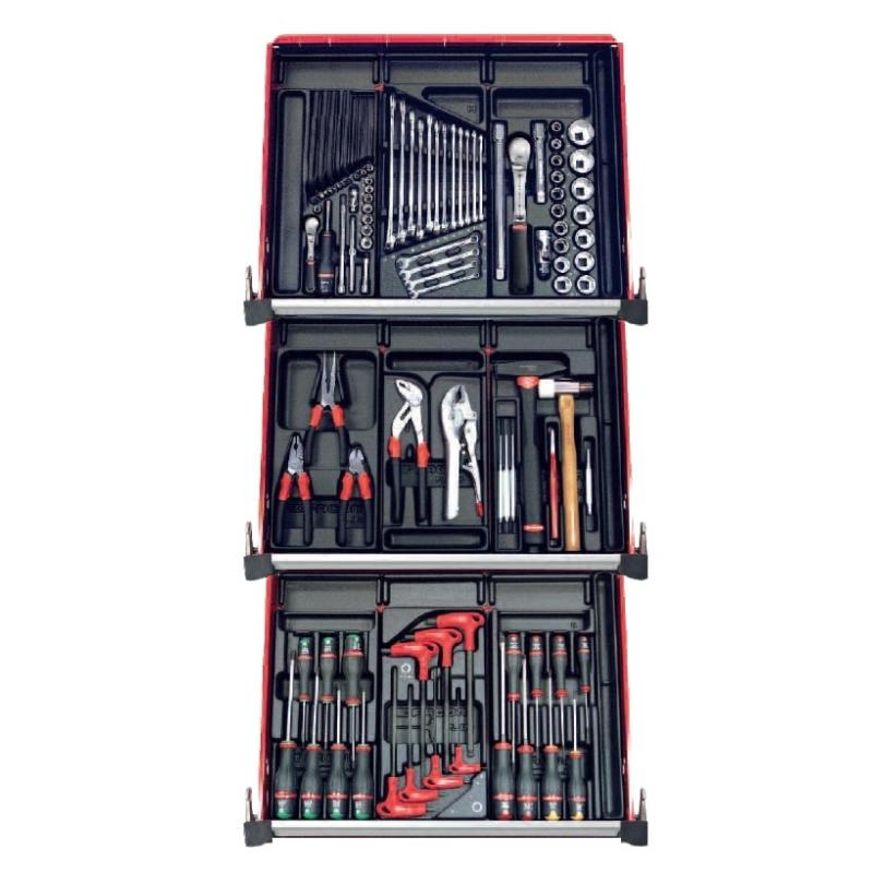 CM.115BNL - zestaw 115 narzędzi - 9 modułów, w systemie przechowywania na 3 szuflady wózka