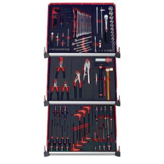 CMM.115BNL - zestaw 115 narzędzi - 9 modułów piankowych, w systemie przechowywania na 3 szuflady wózka