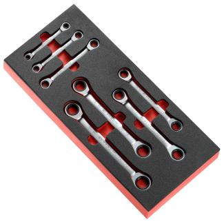 MODM.64J7 - moduł 7 kluczy oczkowych grzechotkowych 12-kątnych 6 - 19 mm na wkładce piankowej