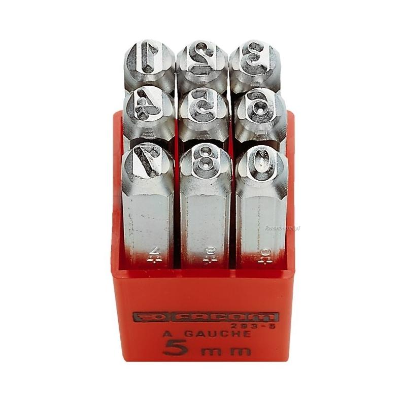 293A.3 - Zestaw 9 cyfr do wybijania, wysokość cyfr 3 mm, przekrój stempli 8 x 8 mm