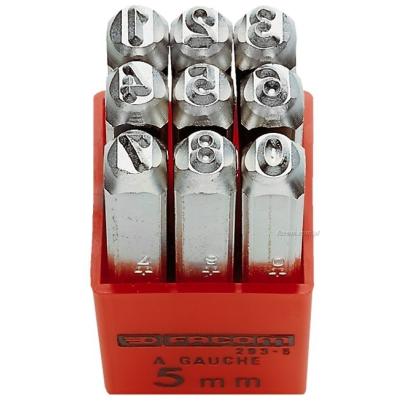 293A.3 - Zestaw 9 cyfr do wybijania, wysokość cyfr 3 mm, przekrój stempli 8 x 8 mm