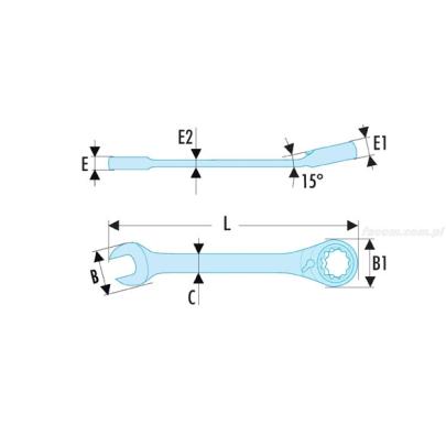 467.1/4 - klucz oczkowo-płaski grzechotkowy, 1/4"