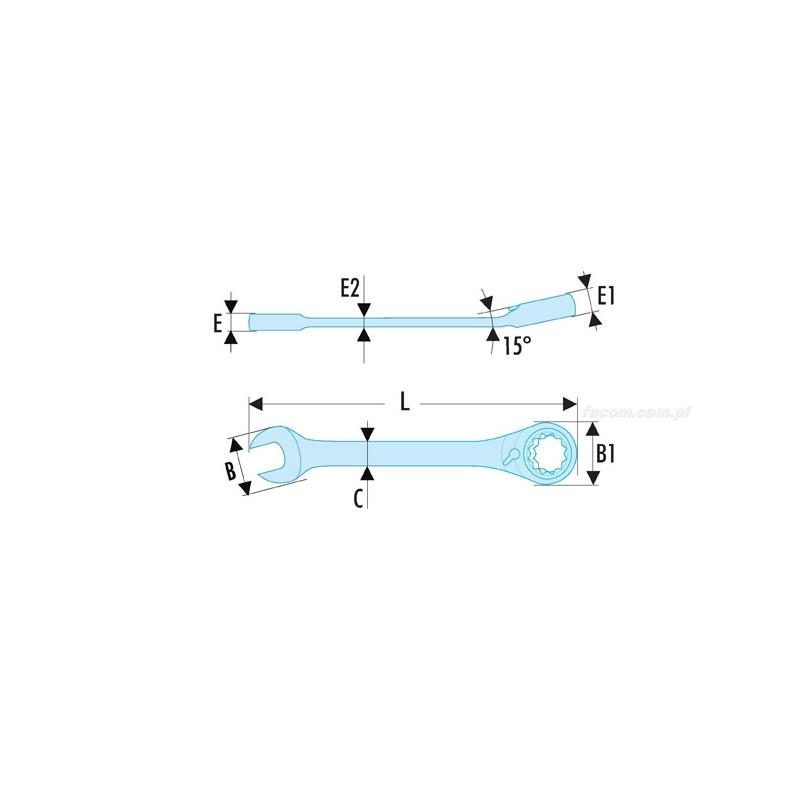 467.1/2 - klucz oczkowo-płaski grzechotkowy, 1/2"