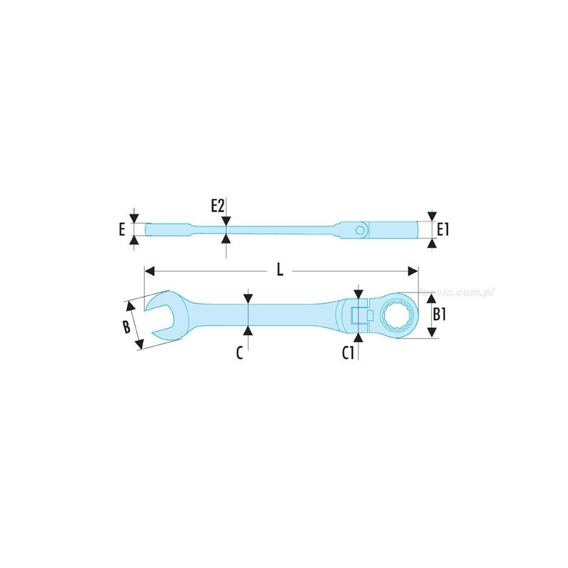467F.9/16 - klucz oczkowo-płaski grzechotkowy przegubowy, 9/16"