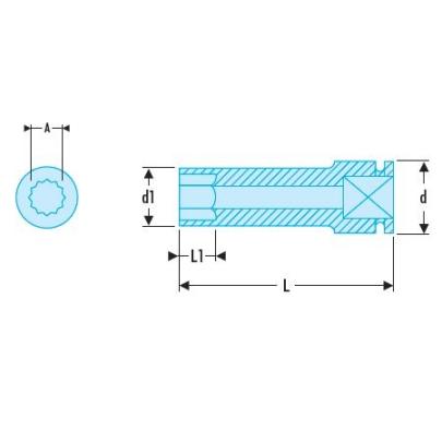 NKD.32L - nasadka 3/4" 12-kątna, udarowa, długa, 32 mm