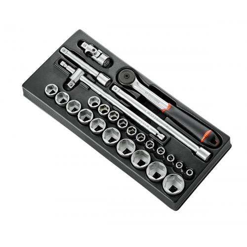 MOD.S161-46 - 26-piece 1/2" metric 6-point sockets module, 8 - 32 mm