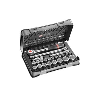 S.360-3P6 - 23 piece 1/2" metric 6-point sockets set