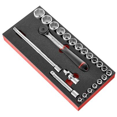 MODM.S161-36 - 1/2" metric 6-point sockets foam module