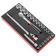 MODM.SL161-36 - 1/2" metric 6-point sockets foam module