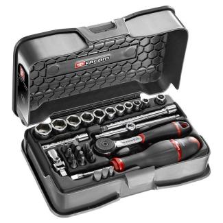 R.161-4P6U - zestaw nasadek 1/4" w kasecie, calowych