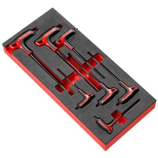 MODM.89TXA - Moduł 7 kluczy trzpieniowych TORX, z rękojeścią oprawianą "T", T10 - T40, na wkładce piankowej