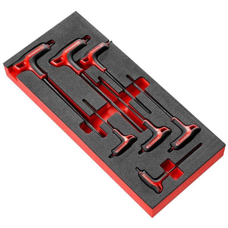 MODM.89TXA - Moduł 7 kluczy trzpieniowych TORX, z rękojeścią oprawianą "T", T10 - T40, na wkładce piankowej