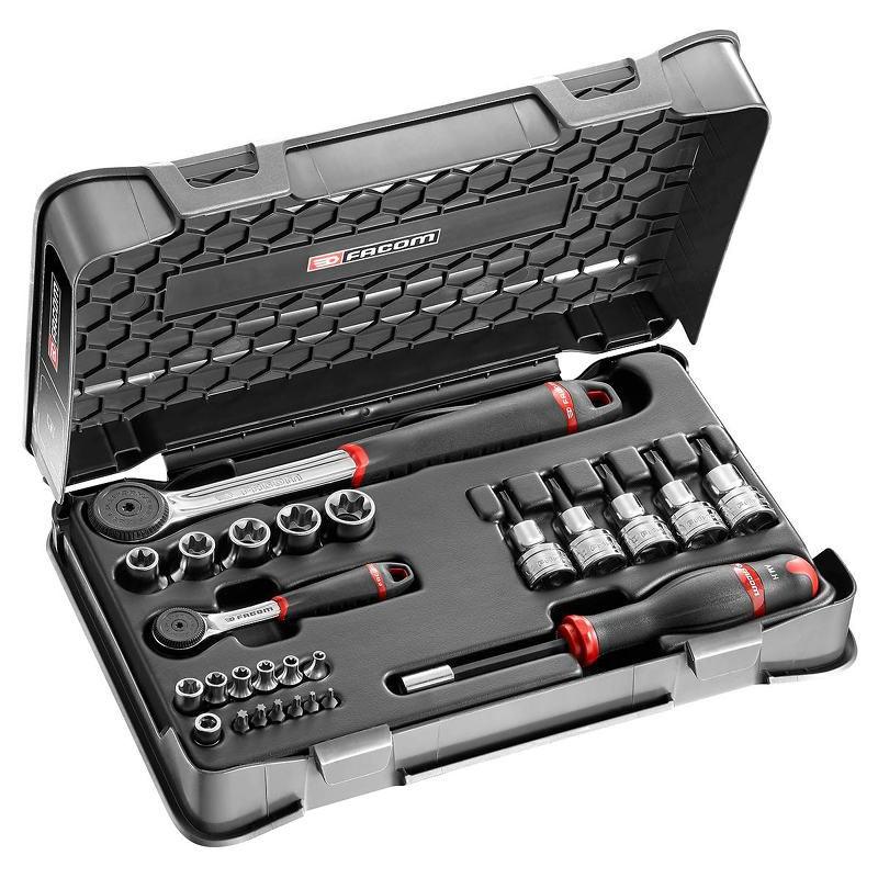 RSX.427AP - zestaw nasadek TORX 1/4" i 1/2" w kasecie, E4 - E20, T27 - T50