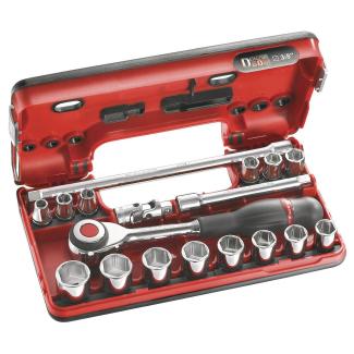 J.360DBOX1 - zestaw nasadek 3/8" w kasecie, 8mm - 22 mm