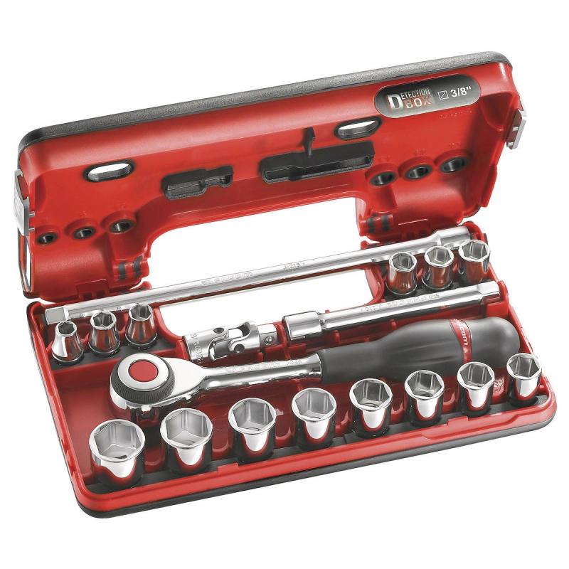 J.360DBOX1 - zestaw nasadek 3/8" w kasecie, 8mm - 22 mm