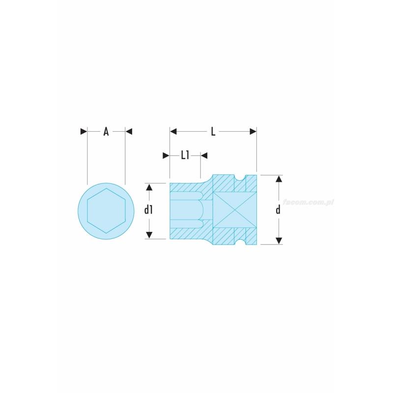 NM.33A - nasadka 1" 6-kątna, udarowa, 33 mm