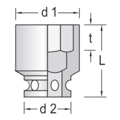 K 37 85 - Nasadka 1'1/2", 6-kątna, metryczna 85 mm