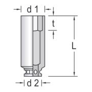 K 37 L 55 - Nasadka 1'1/2" długa 6-kątna, metryczna 55 mm