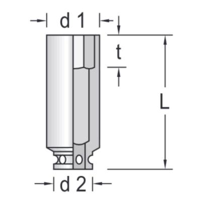 K 37 L 75 - Nasadka 1'1/2" długa 6-kątna, metryczna 75 mm