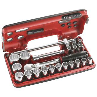 SL.DBOX412 - zestaw nasadek 1/2" w kasecie, 8 mm - 32 mm