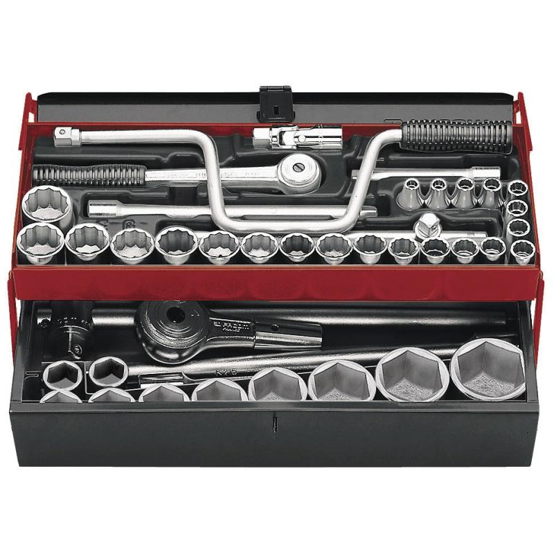 SK.452N - zestaw nasadek 1/2" i 3/4" w skrzynce, 8 mm - 50 mm