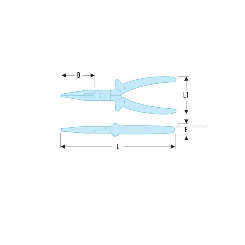 185.20AVSE - szczypce do chwytania z końcówkami półokrągłymi długie, szczęki proste