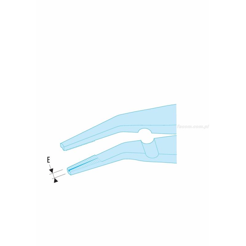 195.20AVSE - szczypce do chwytania z końcówkami półokrągłymi długie, szczęki zagięte