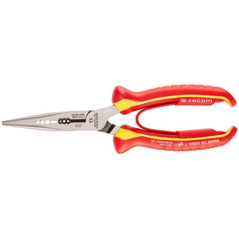 183AE.20VE - Szczypce półokrągłe długie, izolowane 1000V
