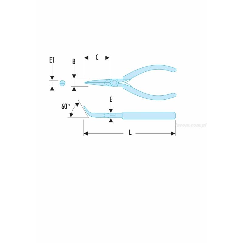 423.MT - szczypce do chwytania Micro-Tech®, szczęki półokrągłe sztywne zagięte pod kątem 60°