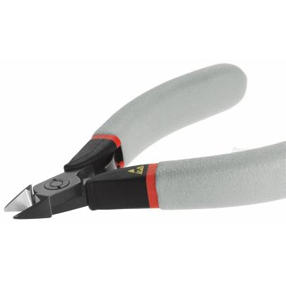 407.E - szczypce tnące ESD z główką ostrołukową, kompaktowe, cięcie półaskie, Ø CuNi 0,1 – 1,3 mm