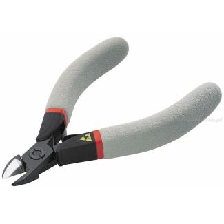 405.10E - szczypce tnące ESD z główką ostrołukową, krępe, cięcie półaskie, Ø CuNi 0,3 – 1,4 mm