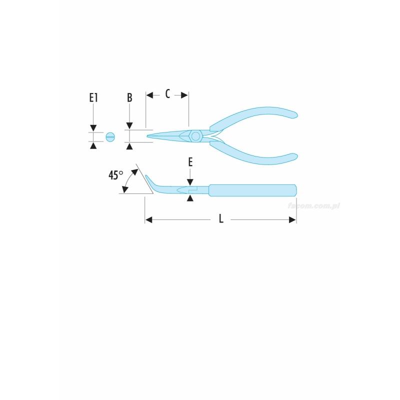 433.LE - szczypce do chwytania ESD, szczęki półokrągłe zagięte