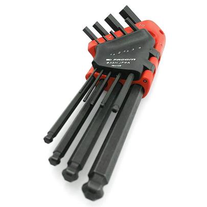 83SH.JP9A – zestaw kluczy trzpieniowych zagiętych, długich z kulką, 6-kątnych, 1,5 - 10 mm