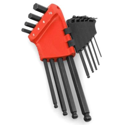 83SH.JP9A – zestaw kluczy trzpieniowych zagiętych, długich z kulką, 6-kątnych, 1,5 - 10 mm