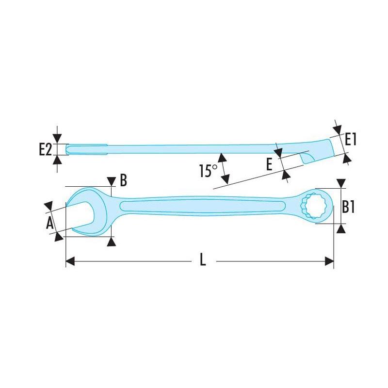 440XL.10 - Long - reach combination wrench, 10 mm