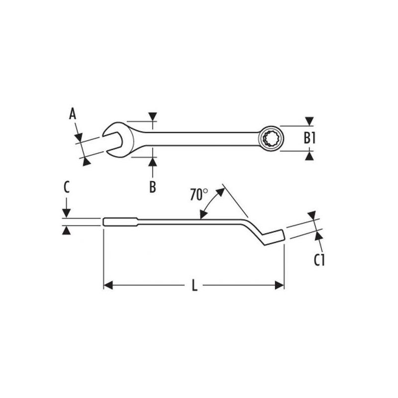 E117728 - Offset combination wrench, 14 mm
