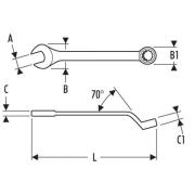 E117728 - Klucz oczkowo-płaski wygięty, 14 mm