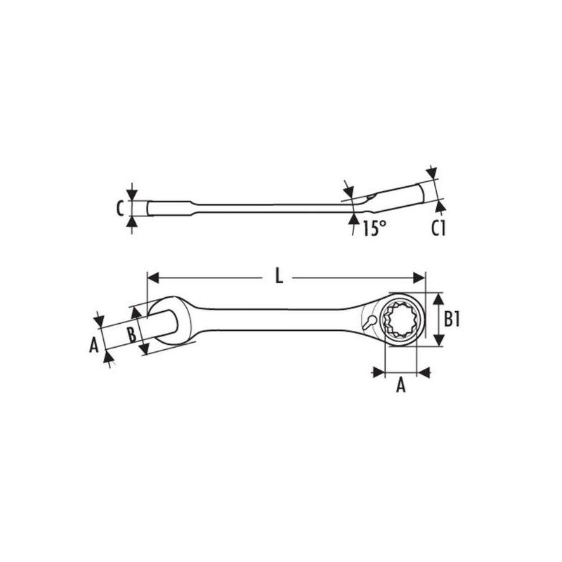 E113310 - Ratchet combination wrench, 18 mm