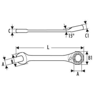 E117372 - Ratchet combination wrench, 24 mm