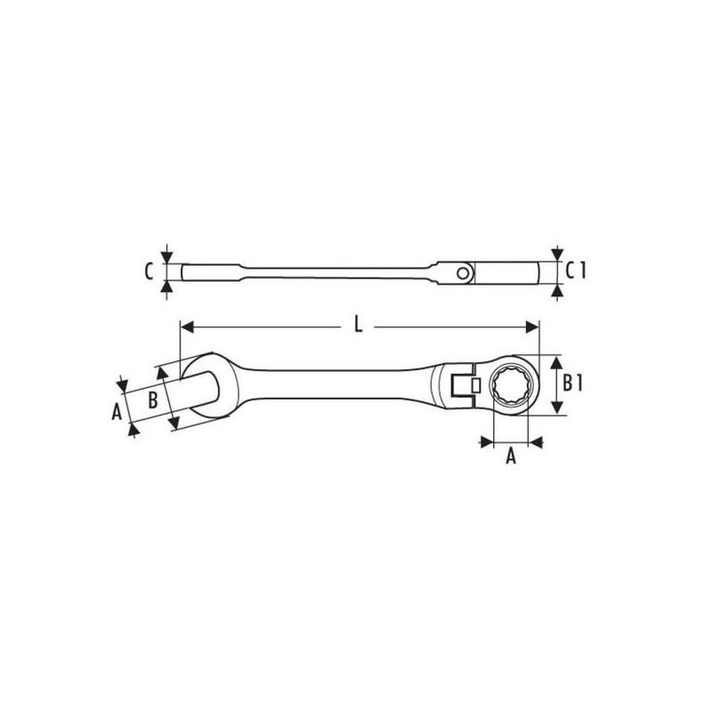 E110901 - Hinged ratchet combination wrench, 8 mm