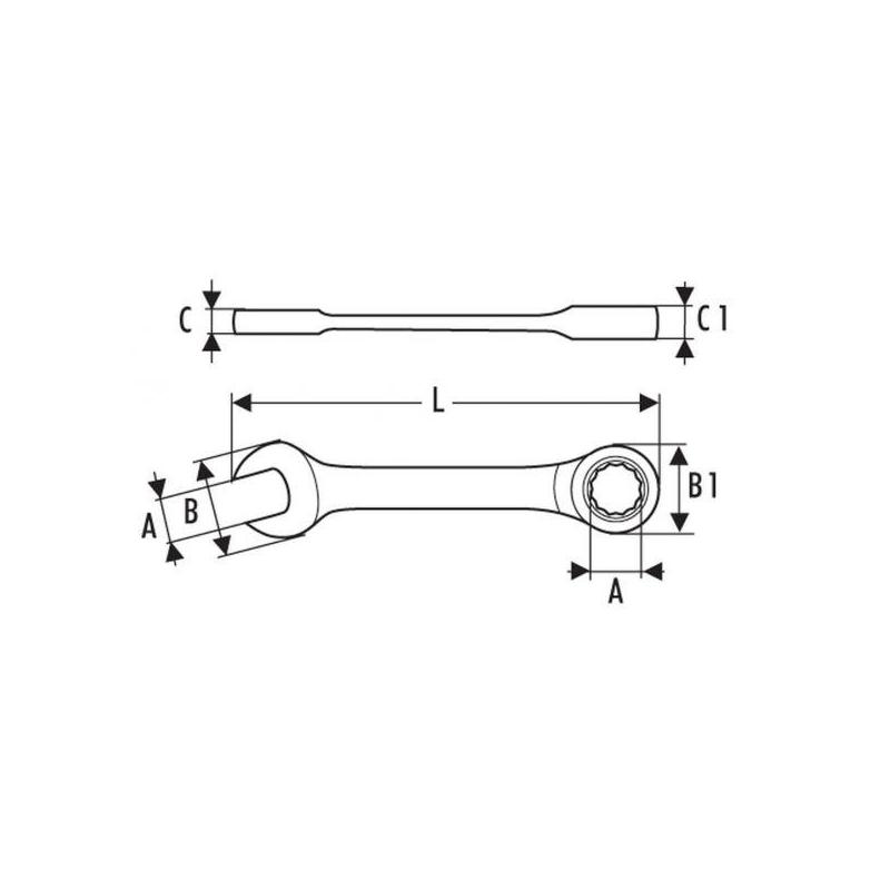 E110923 - Ratchet ring wrench, 19 mm