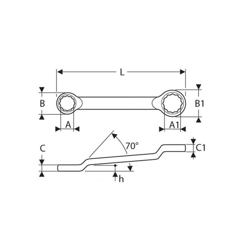 E113325 - Offset ring wrench, 14x15 mm