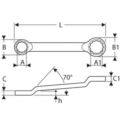 E113329 - Klucz oczkowy odsadzony, 22x24 mm