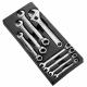 E111100 - Set of 7 ratchet combination wrenches + Adjustable wrenches, 8-19 mm