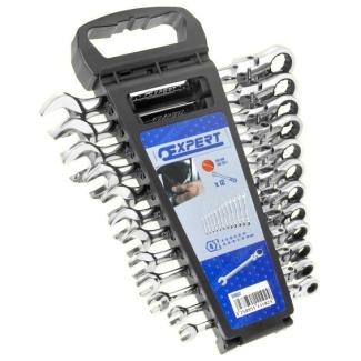 E111102 - Set of 12 hinged ratchet combination wrenches, 8-19 mm