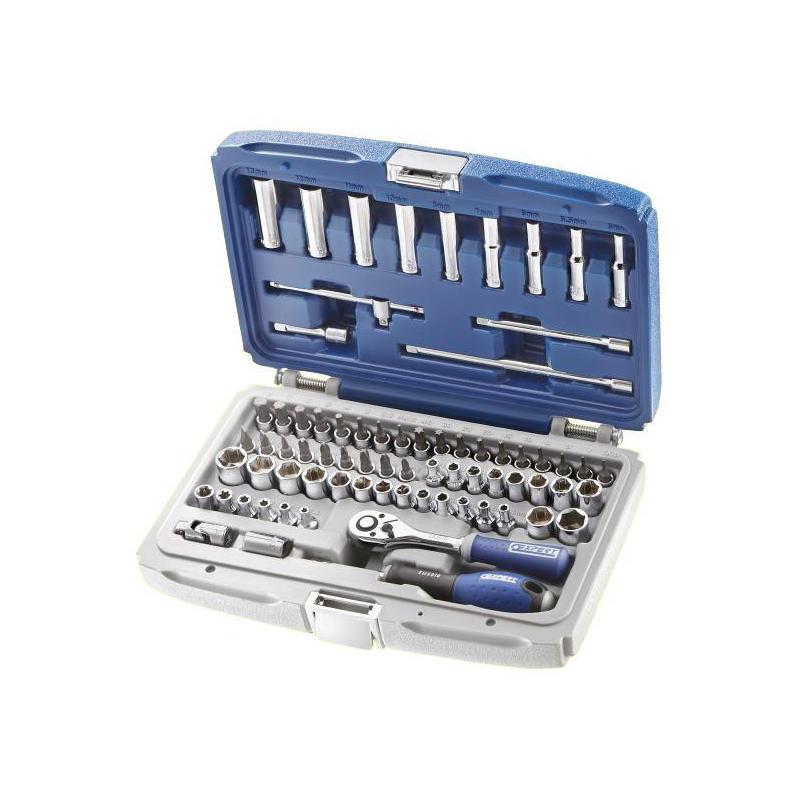 E030707 - 1/4" Socket and accessory set, 4- 14 mm, 1/2" - 9/32", T6-T40, E4-E10
