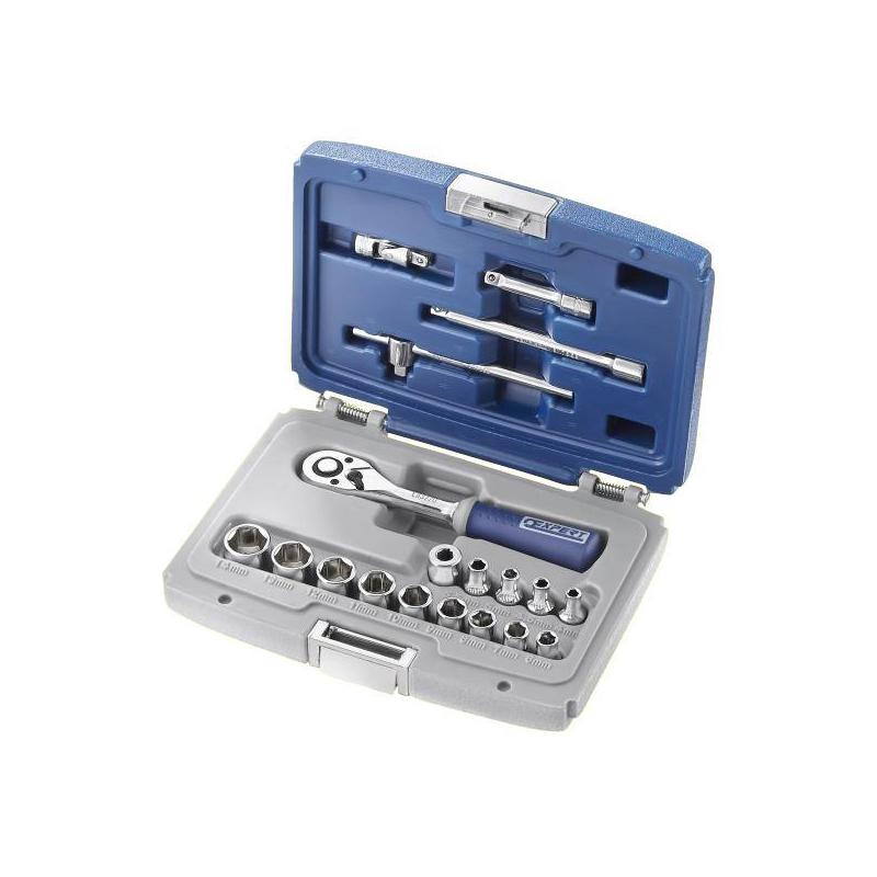 E030700 - 1/4" socket and accessory set, 4 - 14 mm