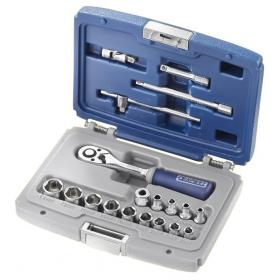 E030700 - 1/4" socket and accessory set, 4 - 14 mm