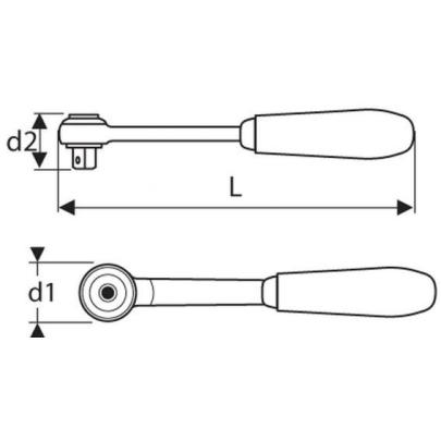 E030508 - 1/4" Metal handle pear head ratchet
